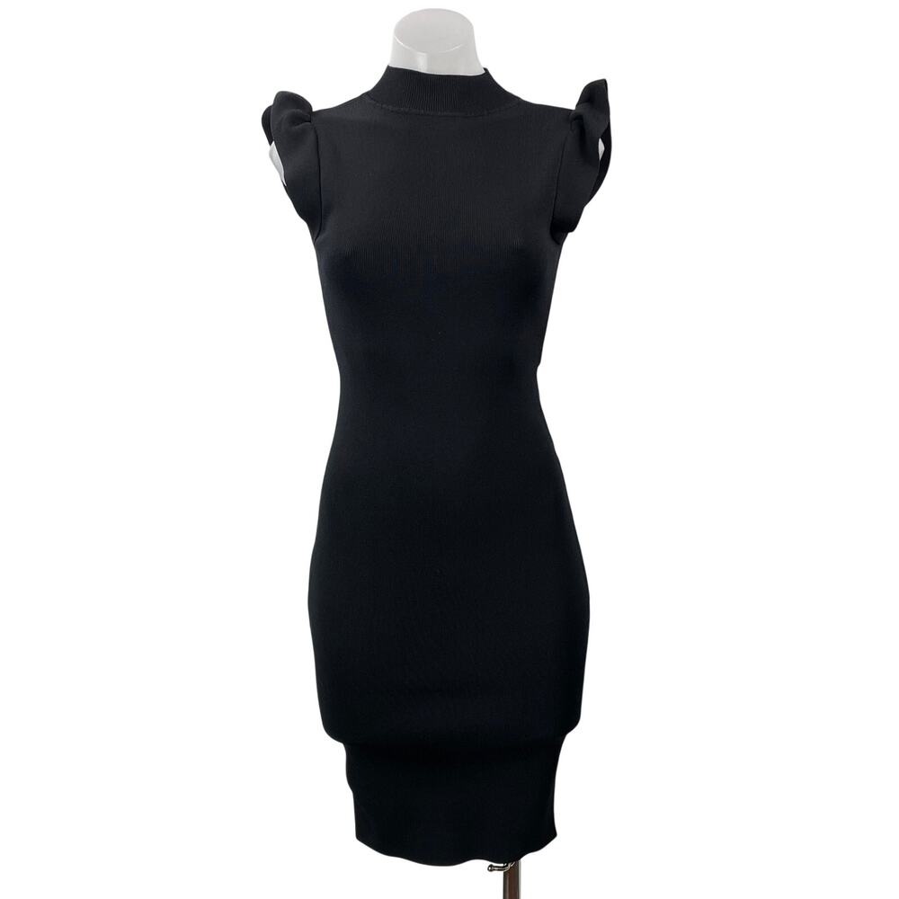 Akira Chicago Black Label Women's Black Sleeveless Ruffles Mini Bodycon Dress S